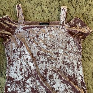 INC light purple velvet shirt with cold shoulder size L